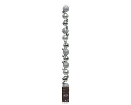 Tube of 14 Assorted 3cm Silver Baulbles - image 1