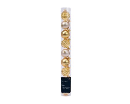 Tube of 9 Assorted 3cm Gold Baulbles - image 1