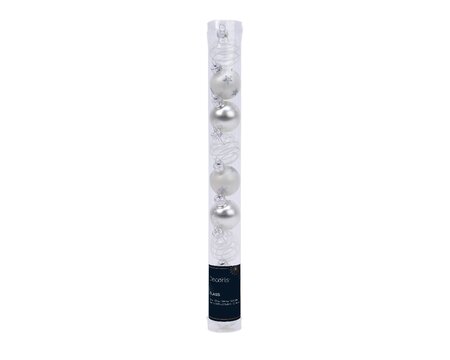 Tube of 9 Assorted 3cm Silver Baulbles - image 1