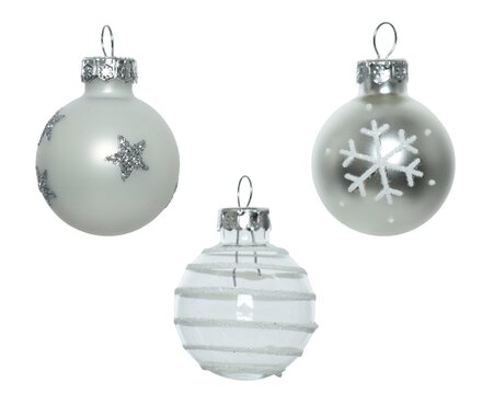 Tube of 9 Assorted 3cm Silver Baulbles - image 2