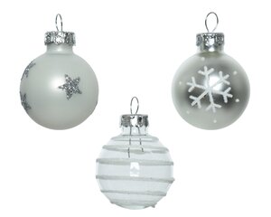 Tube of 9 Assorted 3cm Silver Baulbles - image 2