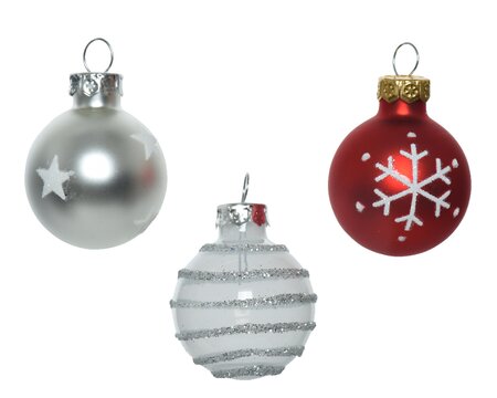 Tube of 9 Assorted 3cm Silver & Red Baulbles - image 2