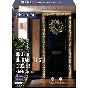 UltraBright Cluster Lights Multi-Action 800 LEDS Multi-Coloured with Timer