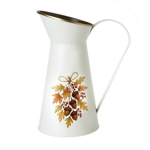 White Autumn Jug with Acorn Design
