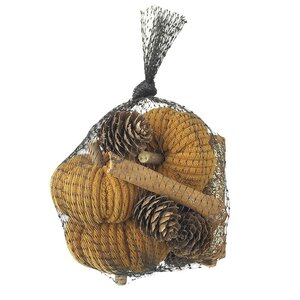 Yellow Pumpkins & Cones Decorations